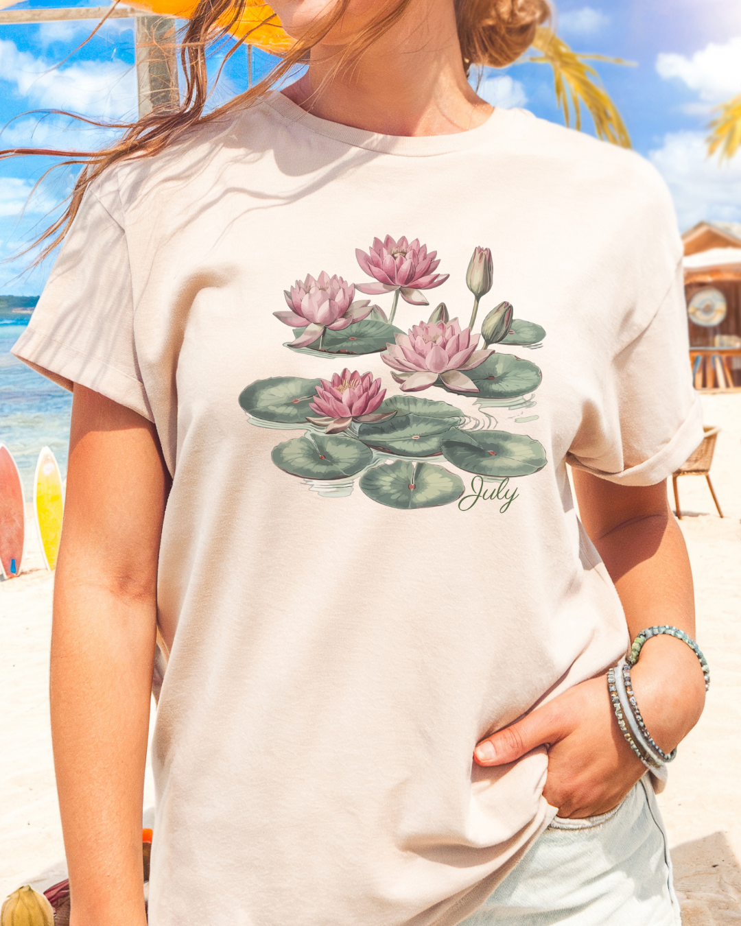 July Birth Flower Tee – Water Lily | Growth & Enlightenment