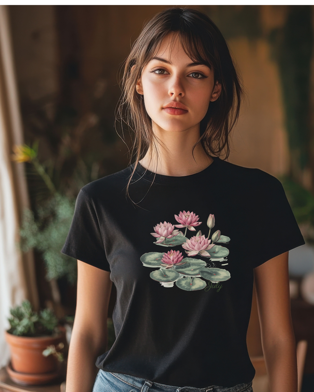 July Birth Flower Tee – Water Lily | Growth & Enlightenment