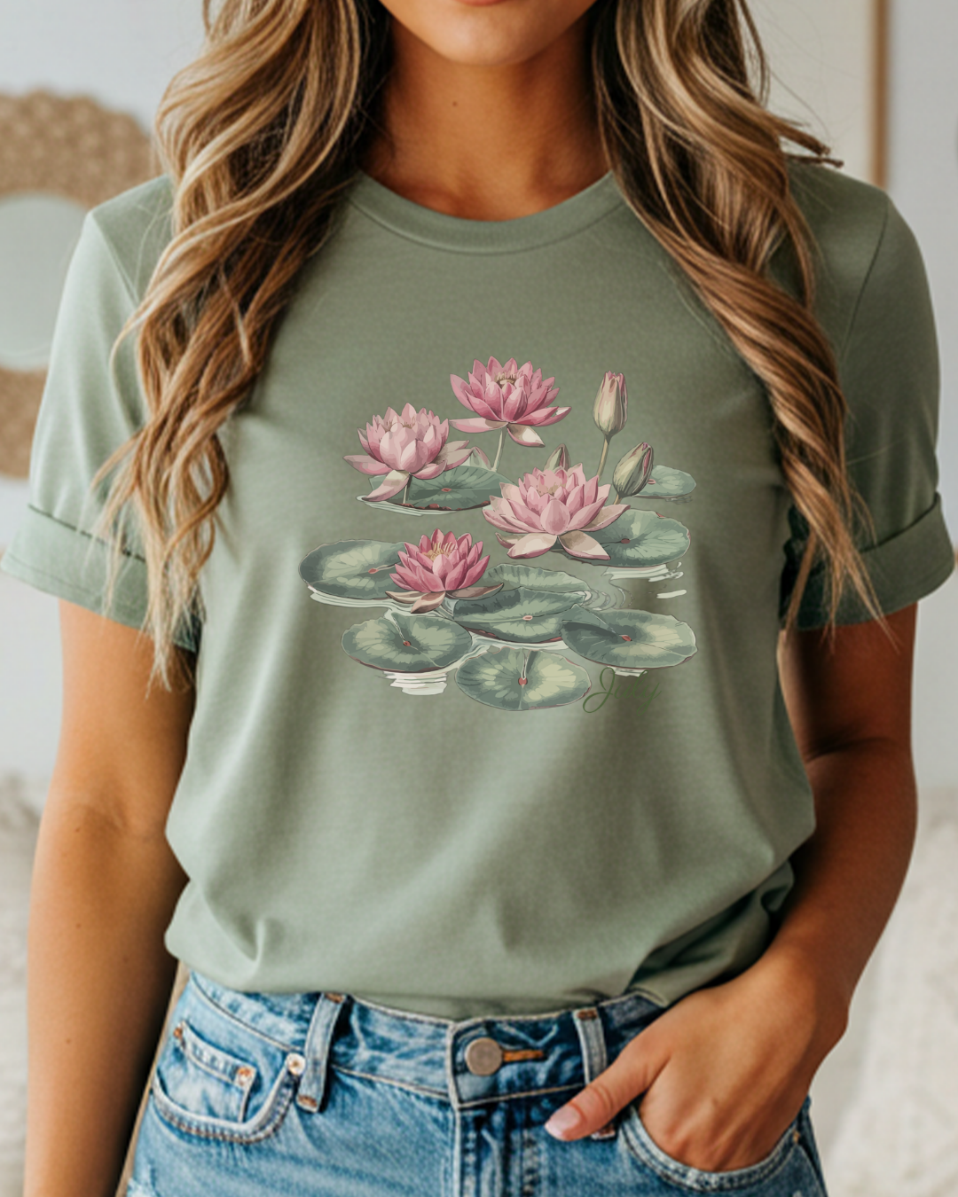 July Birth Flower Tee – Water Lily | Growth & Enlightenment