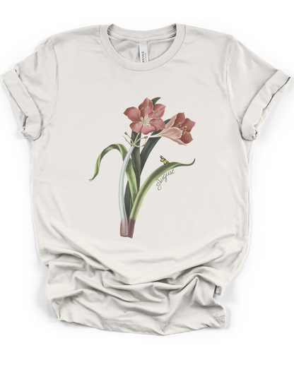 August Birth Flower Tee Gladiolus — Vintage Floral Plant Illustration T‑Shirt