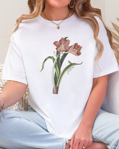 August Birth Flower Tee Gladiolus — Vintage Floral Plant Illustration T‑Shirt