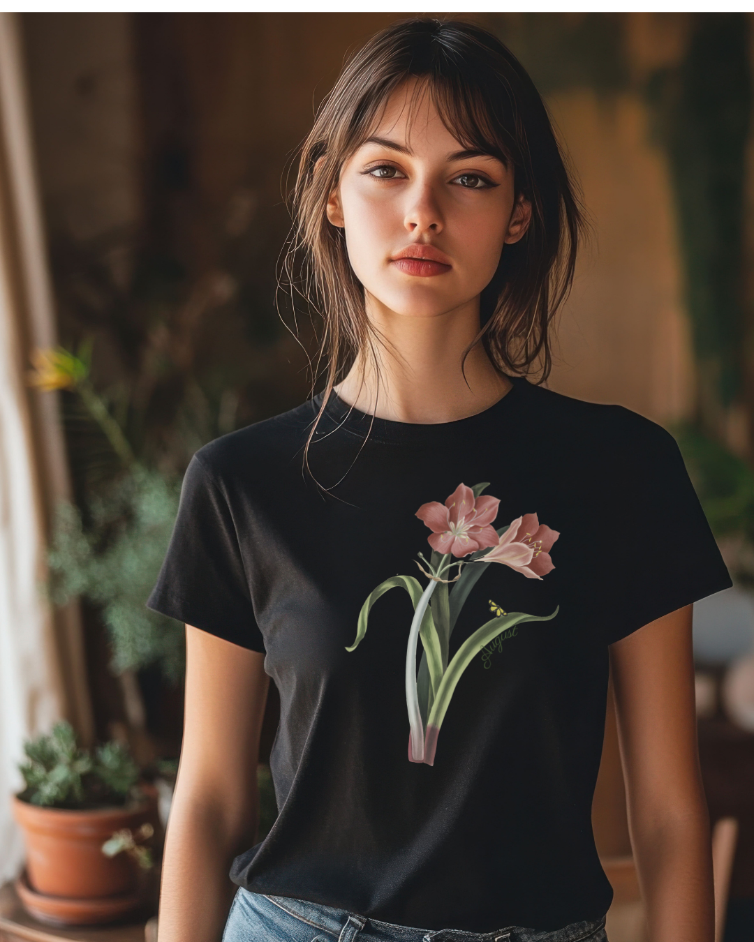 August Birth Flower Tee Gladiolus — Vintage Floral Plant Illustration T‑Shirt