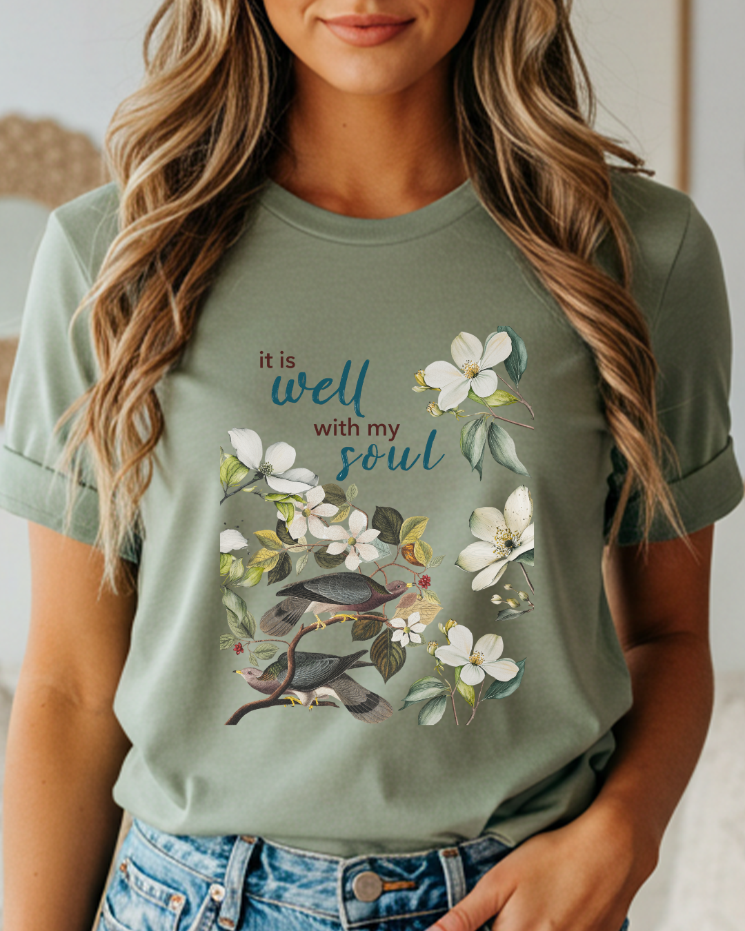 Chinoiserie Floral Bird Shirt - Faithful Motivation