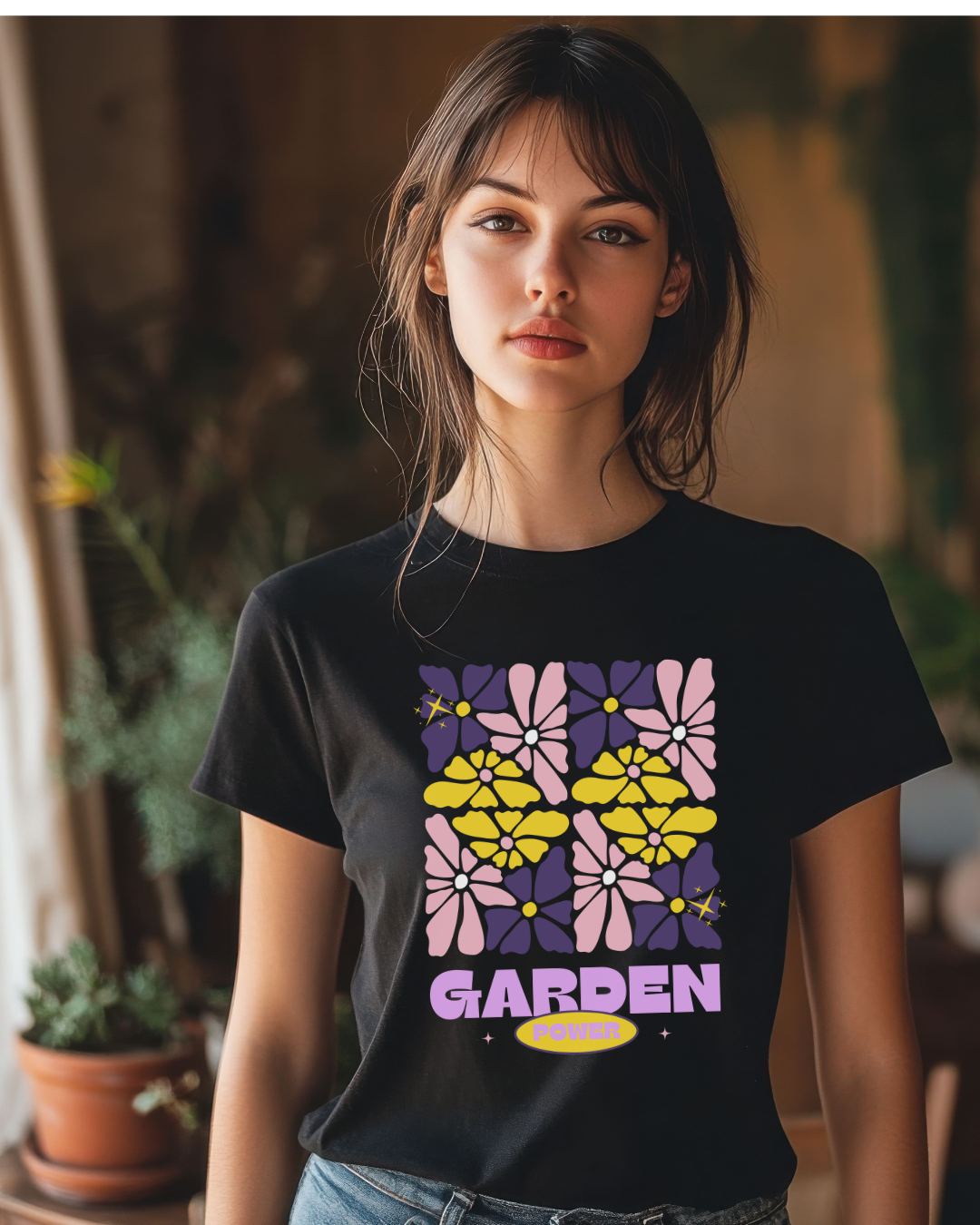 Retro Pastel Floral Shirt for Plant Lovers - Floral Garden Power