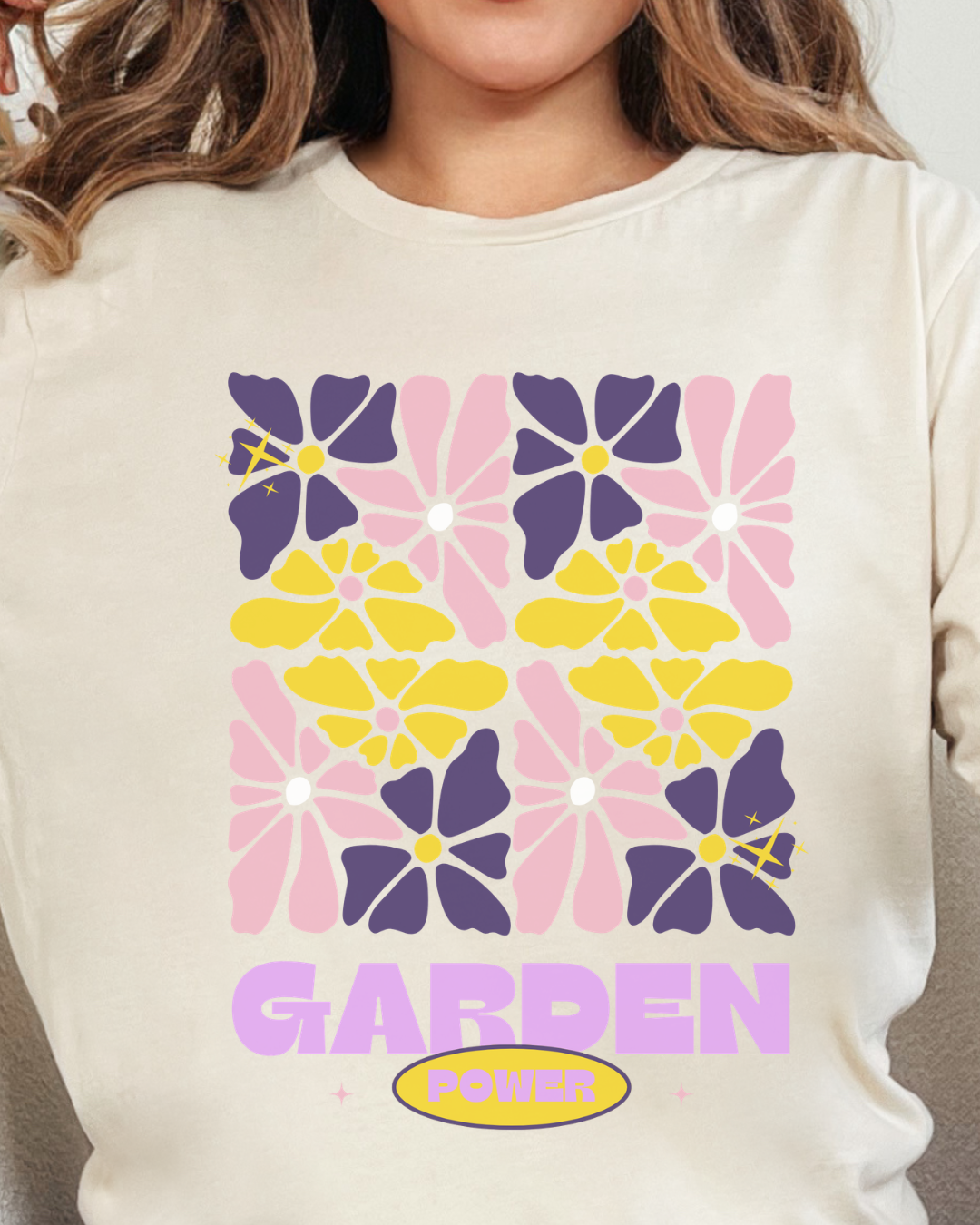 Retro Pastel Floral Shirt for Plant Lovers - Floral Garden Power