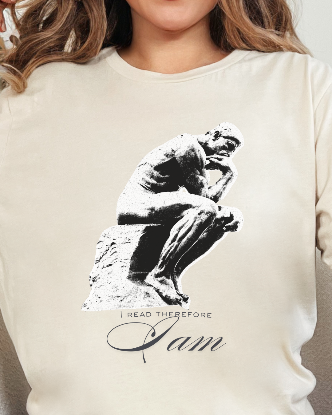 Thinker Statue T-Shirt — Artistic 'I Am' Minimalist Graphic Tee