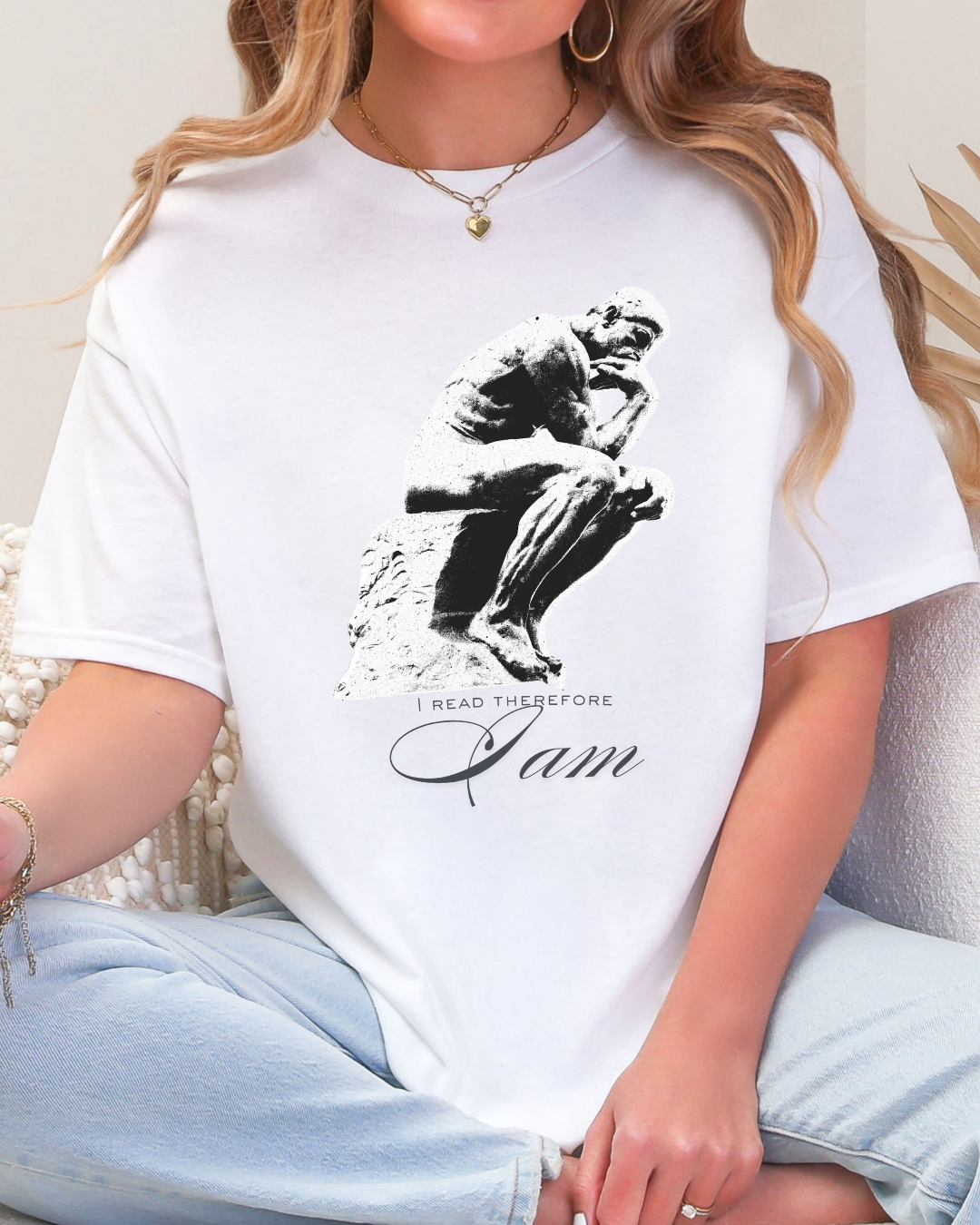Thinker Statue T-Shirt — Artistic 'I Am' Minimalist Graphic Tee