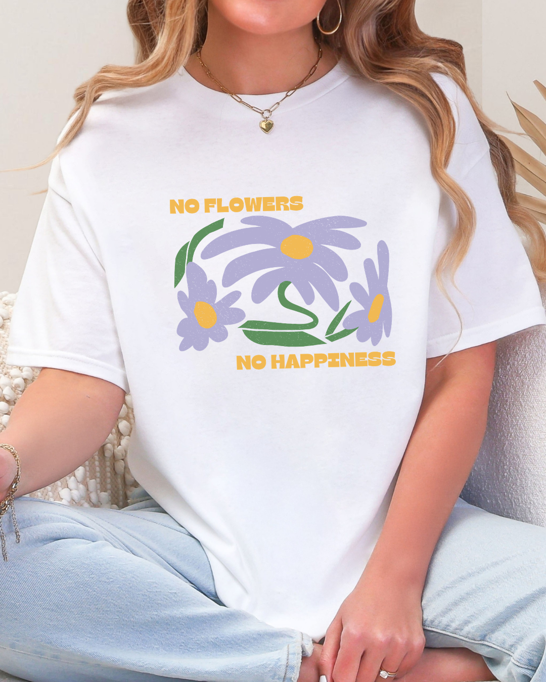 No Flowers No Happiness Retro Floral Graphic Tee