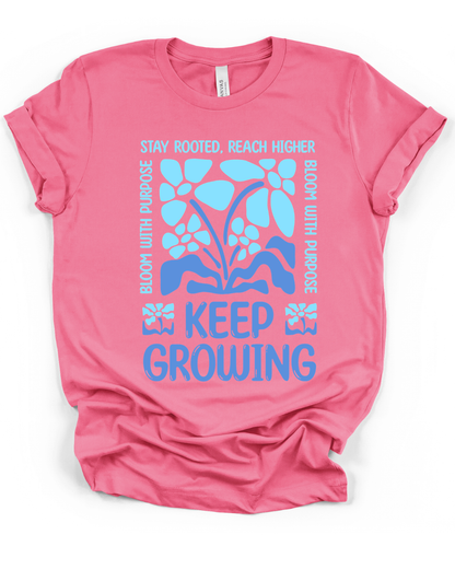 Keep Growing Plant Tee — Inspirational Botanical Graphic T‑Shirt