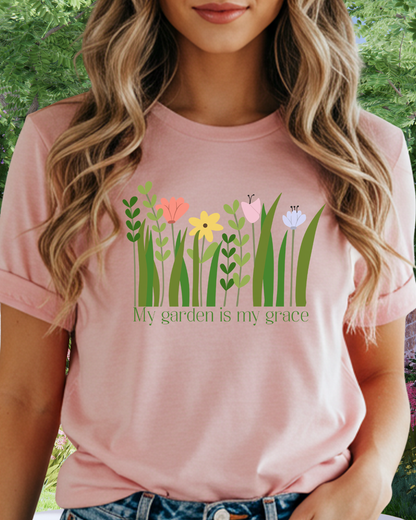 Floral Garden — My Garden Is My Grace Tee
