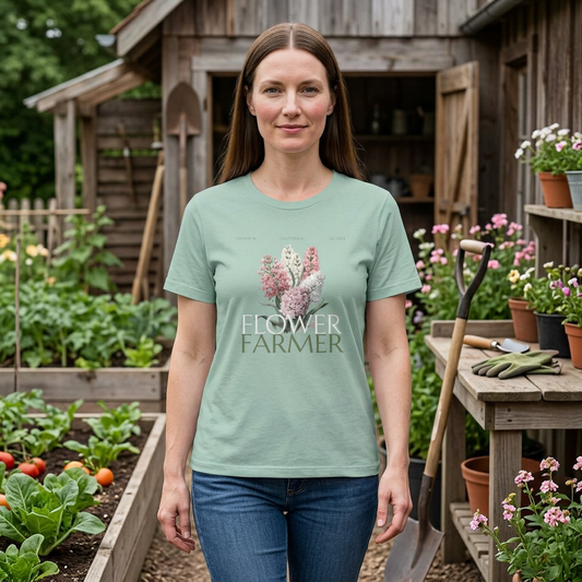 Flower Farmer T‑Shirt — Floral Bouquet Gardening Tee for Women & Men