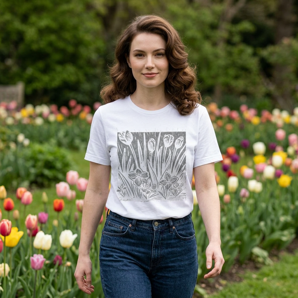 Floral Meadow — Hand-Drawn Garden Tee
