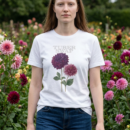 Floral Dahlia Tuber Swap — Vintage Botanical Graphic T-Shirt