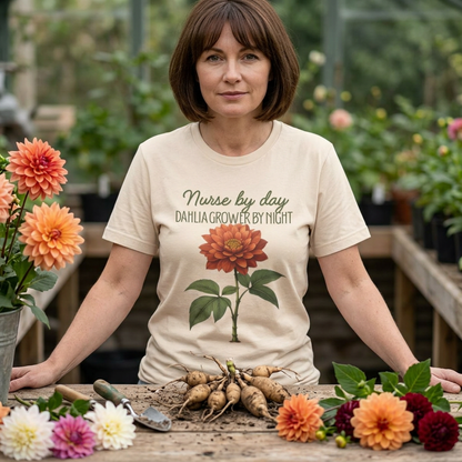 Dahlia Grower Tee — Vintage Botanical Flower Shirt