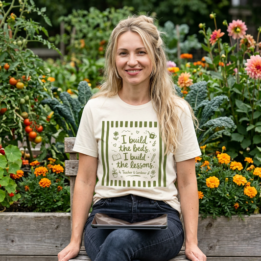I Build the Beds, I Build the Lessons - Teacher & Gardener T‑Shirt