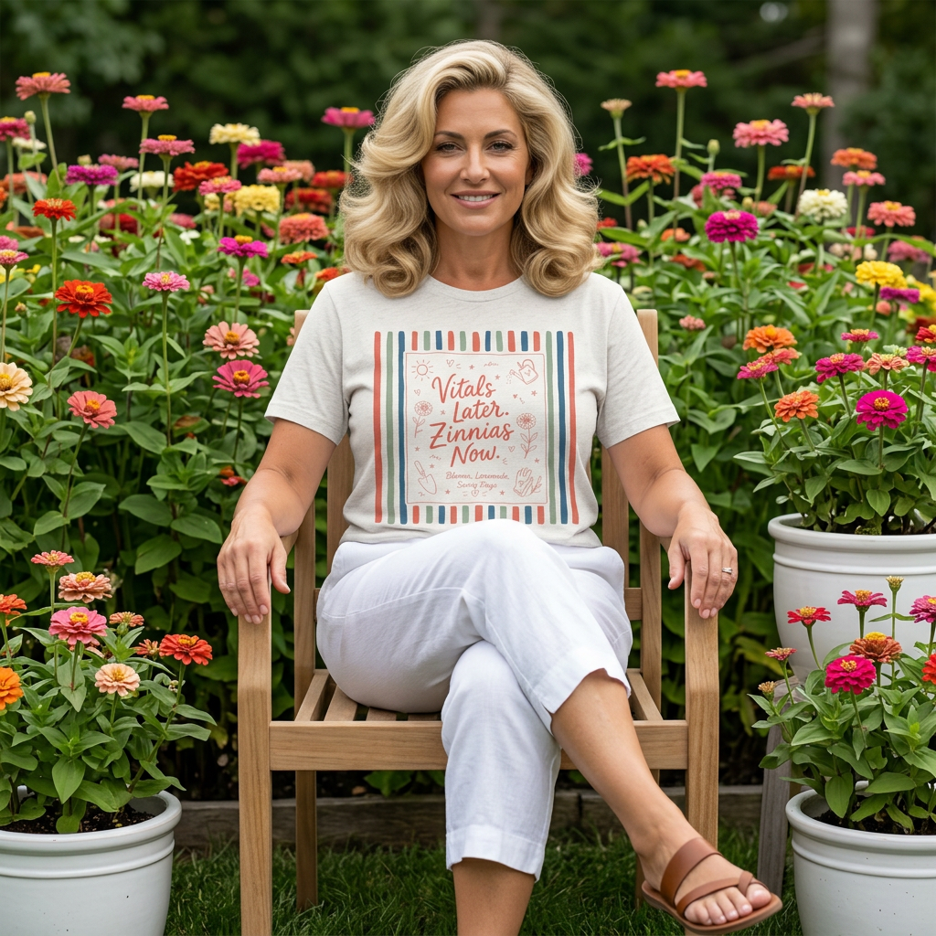 Vitals Later, Zinnias Now - Floral Graphic Tee