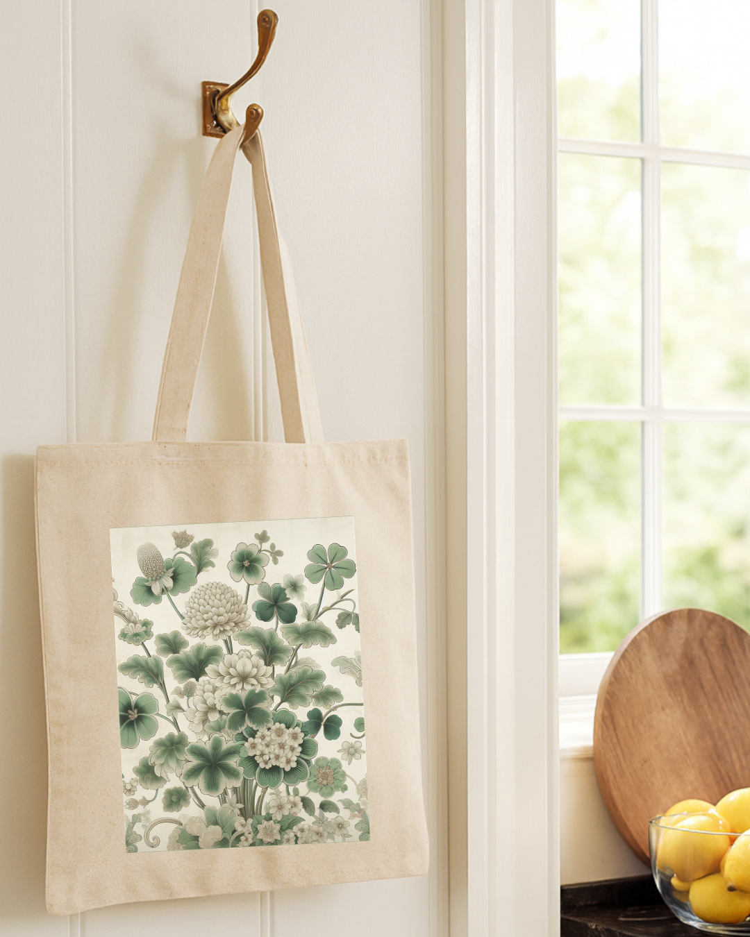 Chinoiserie Clover Botanical Tote Bag