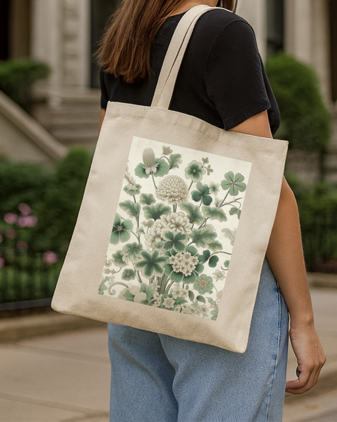 Chinoiserie Clover Botanical Tote Bag