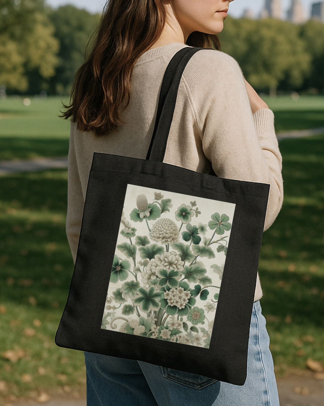 Chinoiserie Clover Botanical Tote Bag