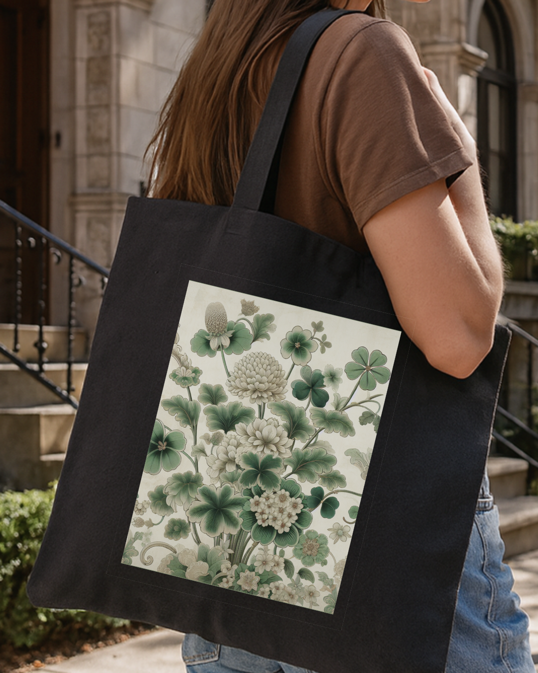 Chinoiserie Clover Botanical Tote Bag