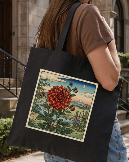 Japanese Woodblock Red Dahlia