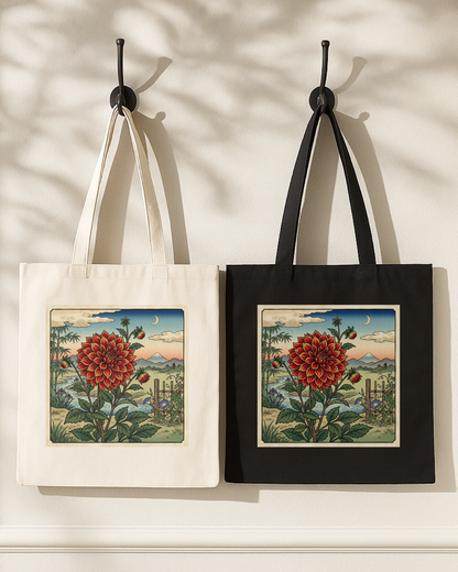 Japanese Woodblock Red Dahlia