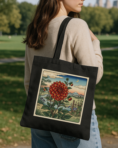 Japanese Woodblock Red Dahlia