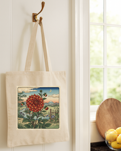 Japanese Woodblock Red Dahlia
