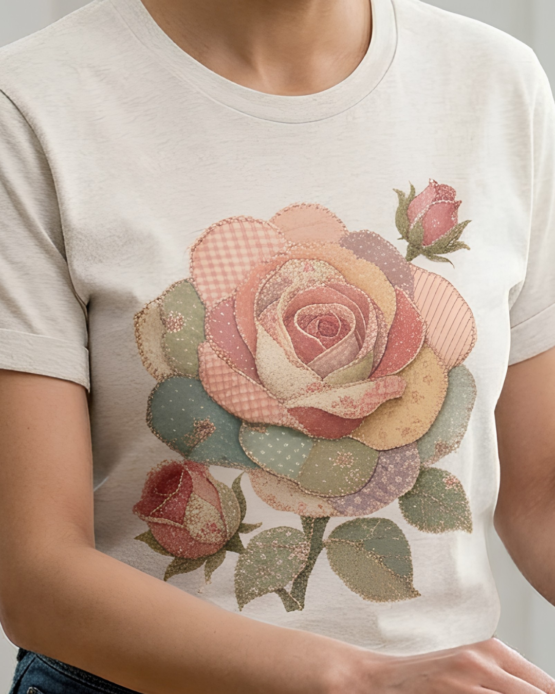 Vintage Patchwork Style Rose