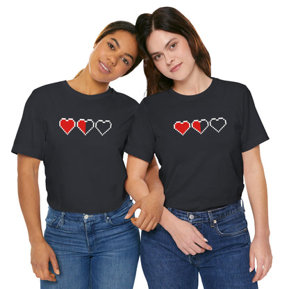 Pixel Heart Tee — Low Battery Love T‑Shirt