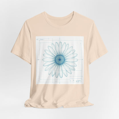Blueprint of a Daisy — Floral Technical Drawing Tee