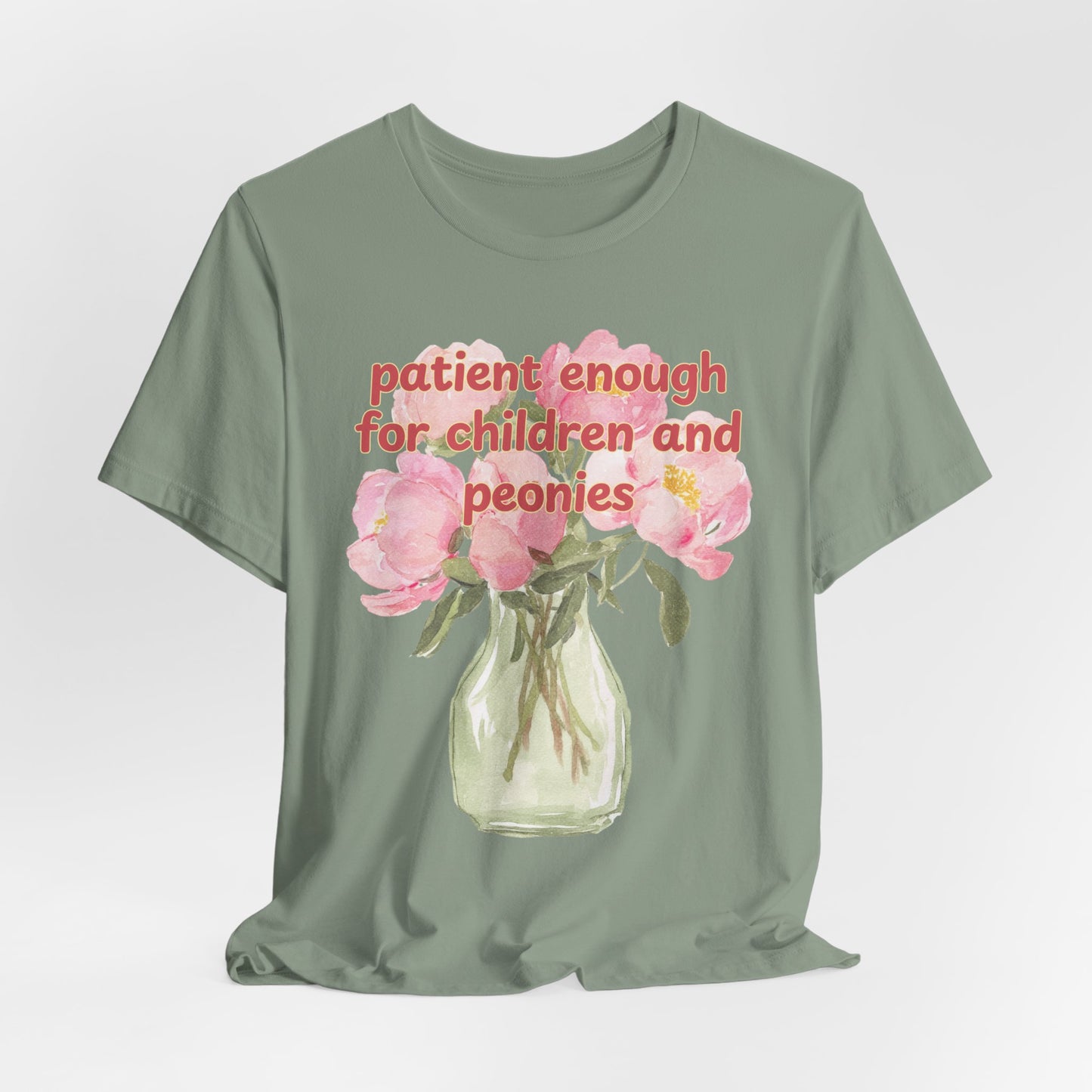 Patient enough for children and peonies - Teacher Floral Peony Tee