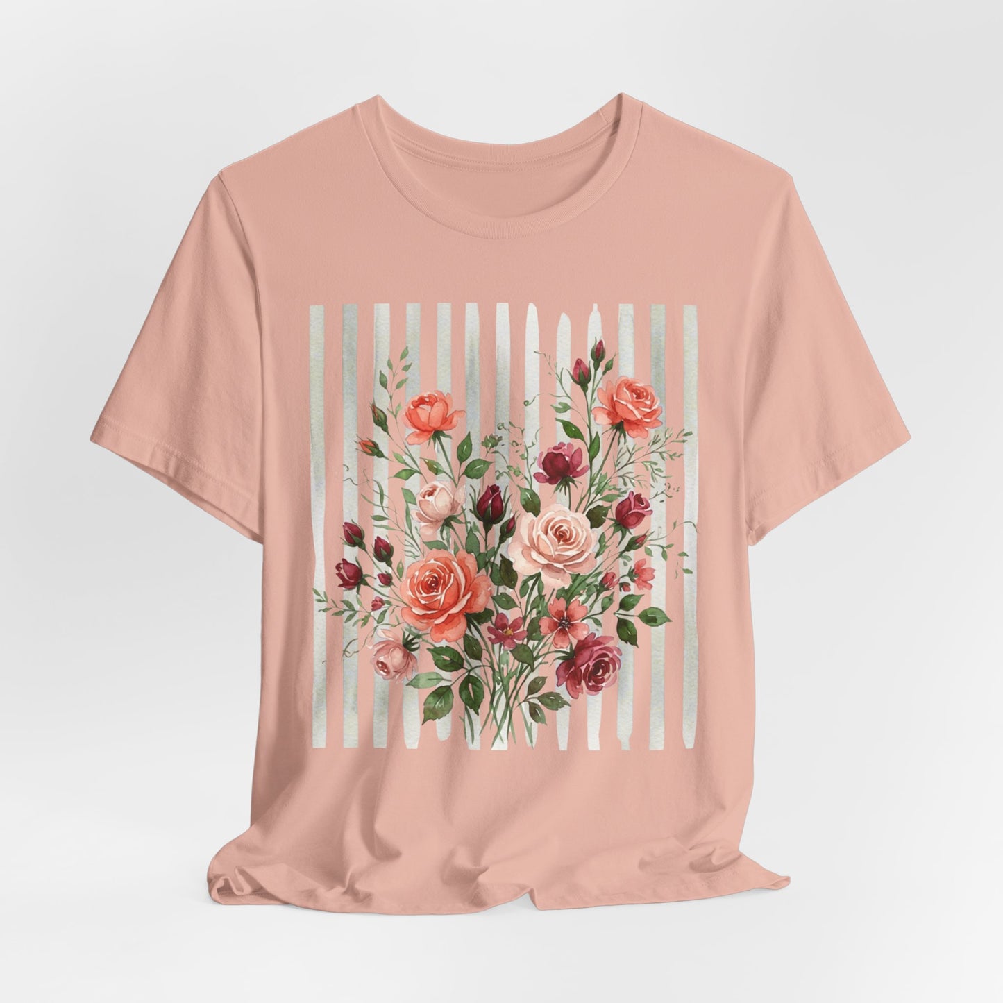 Vintage Rose Bouquet Striped Tee