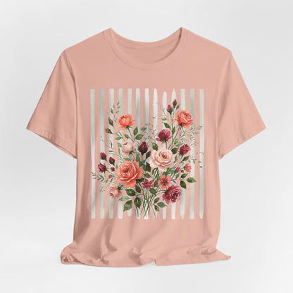 Vintage Rose Bouquet Striped Tee