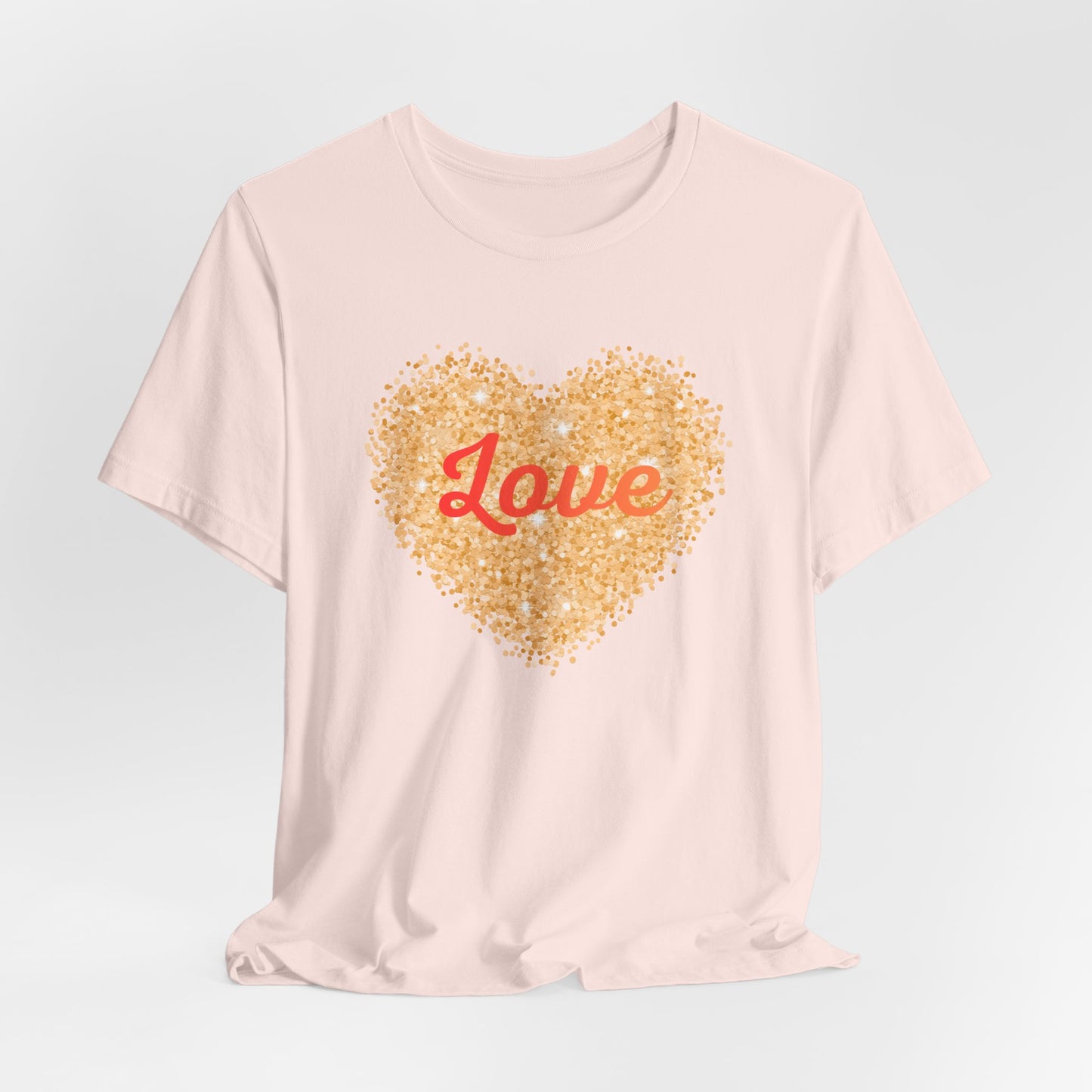 Gold Glitter Love Heart Graphic Tee
