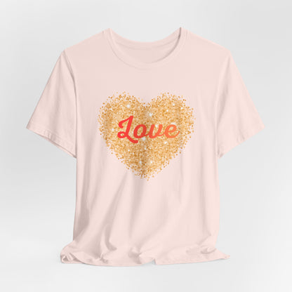 Gold Glitter Love Heart Graphic Tee