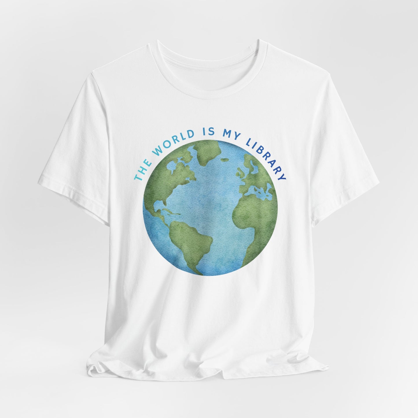 The World Is My Library T-Shirt — Earth Illustration Reading Travel Tee