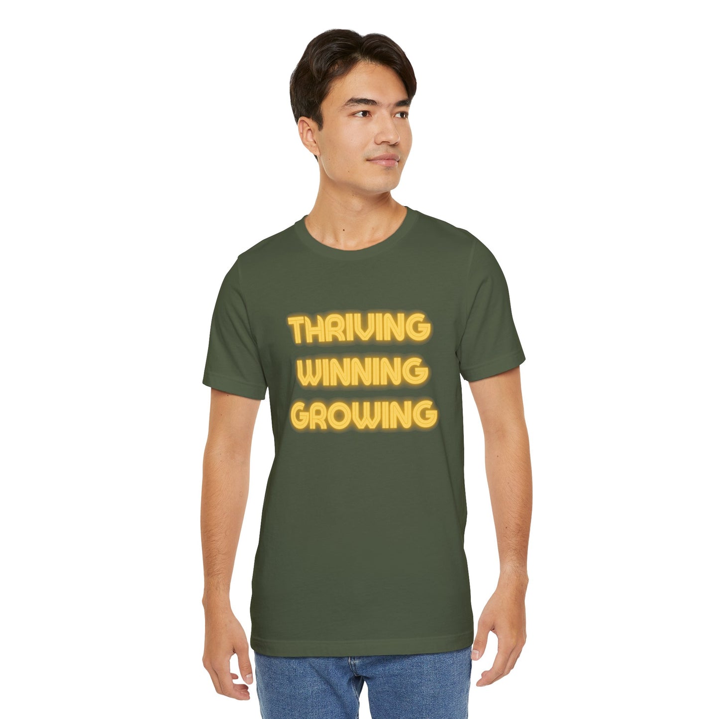 Thriving Winning Growing Shirt — Motivational Retro Neon Graphic T-Shirt