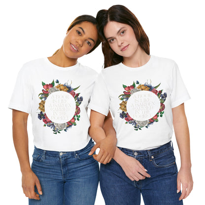 A Book Is Like a Garden Shirt – Literary Floral Quote Tee for Book Lovers