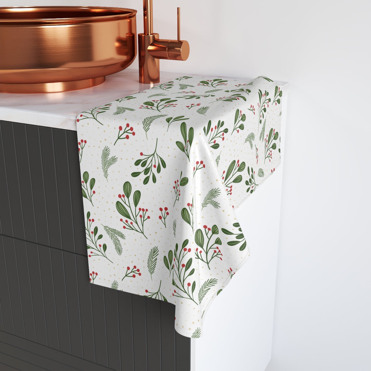 Festive Mistletoe Kitchen Towel