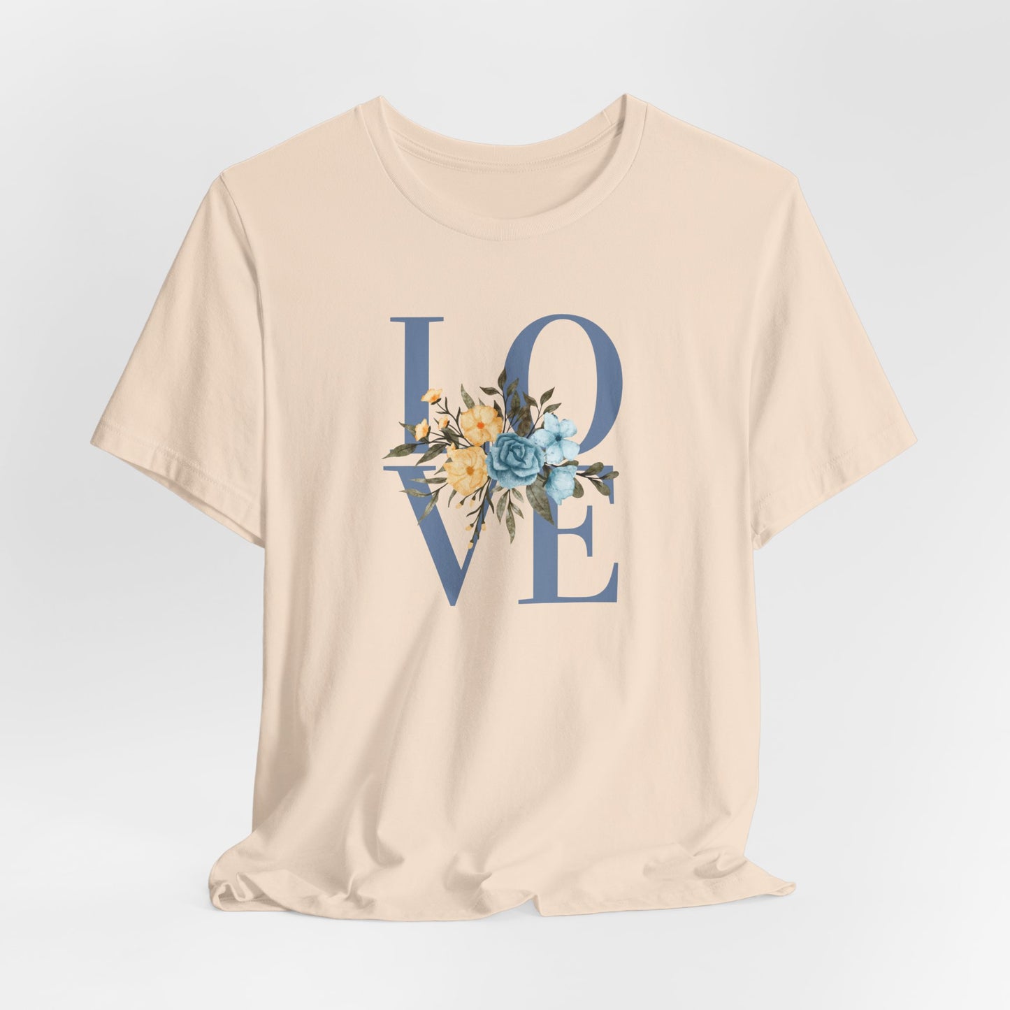 LOVE Blue Typography with Blue & Yellow Flowers