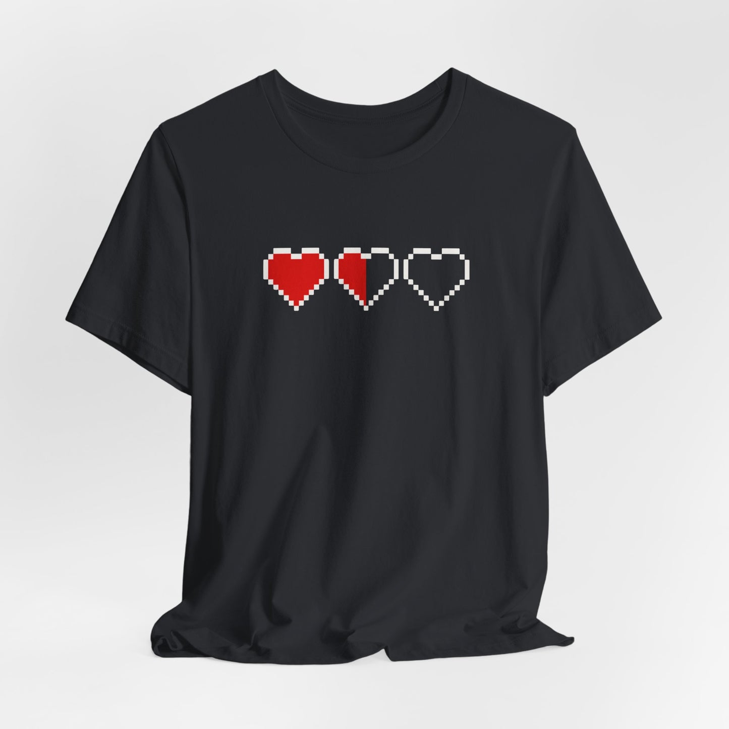 Pixel Heart Tee — Low Battery Love T‑Shirt