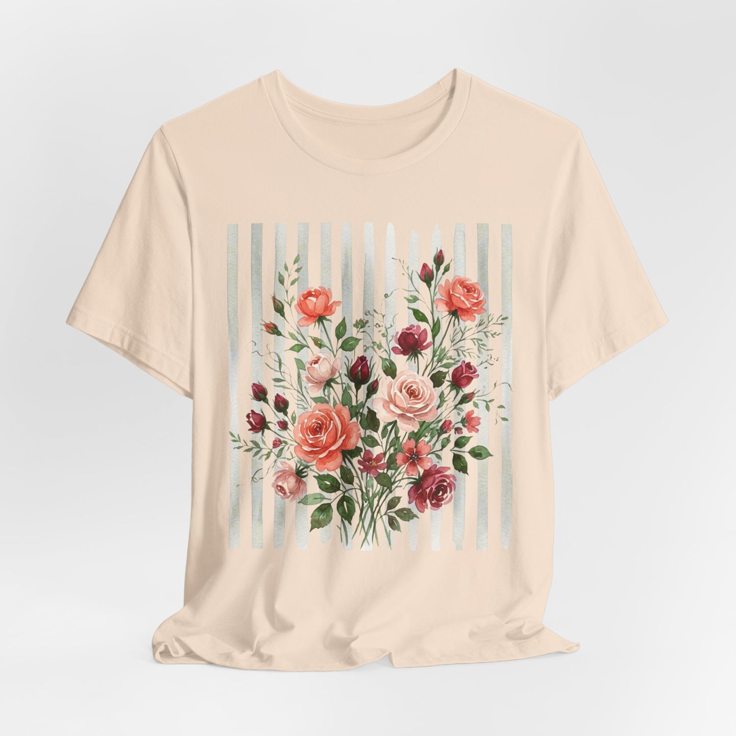 Vintage Rose Bouquet Striped Tee
