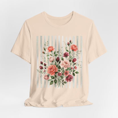 Vintage Rose Bouquet Striped Tee
