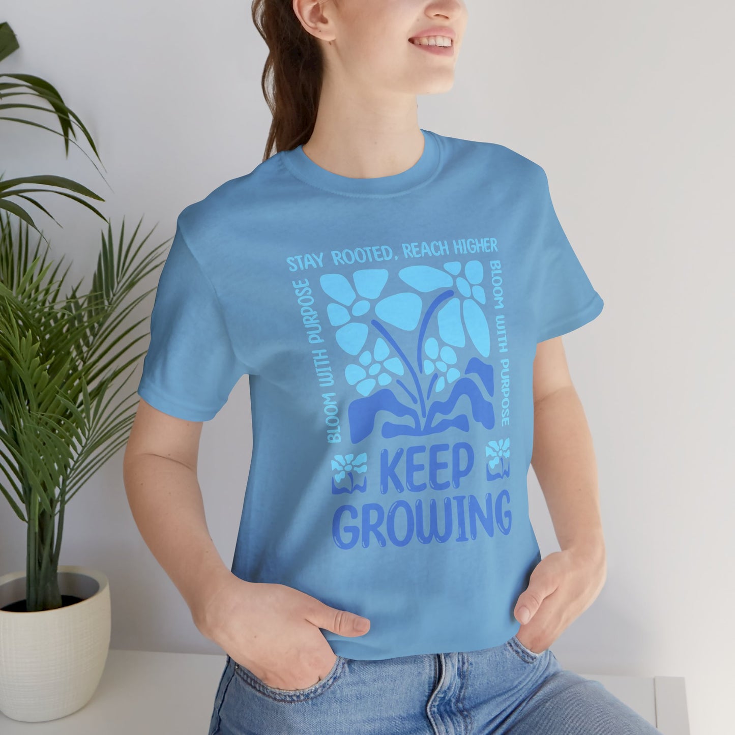 Keep Growing Plant Tee — Inspirational Botanical Graphic T‑Shirt