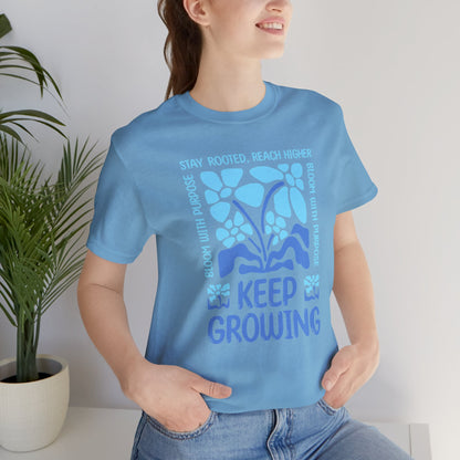 Keep Growing Plant Tee — Inspirational Botanical Graphic T‑Shirt