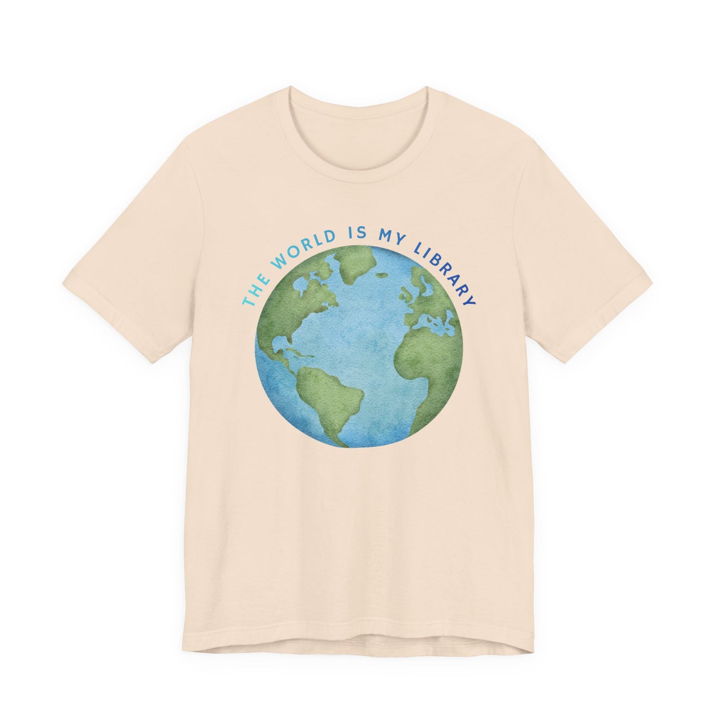 The World Is My Library T-Shirt — Earth Illustration Reading Travel Tee
