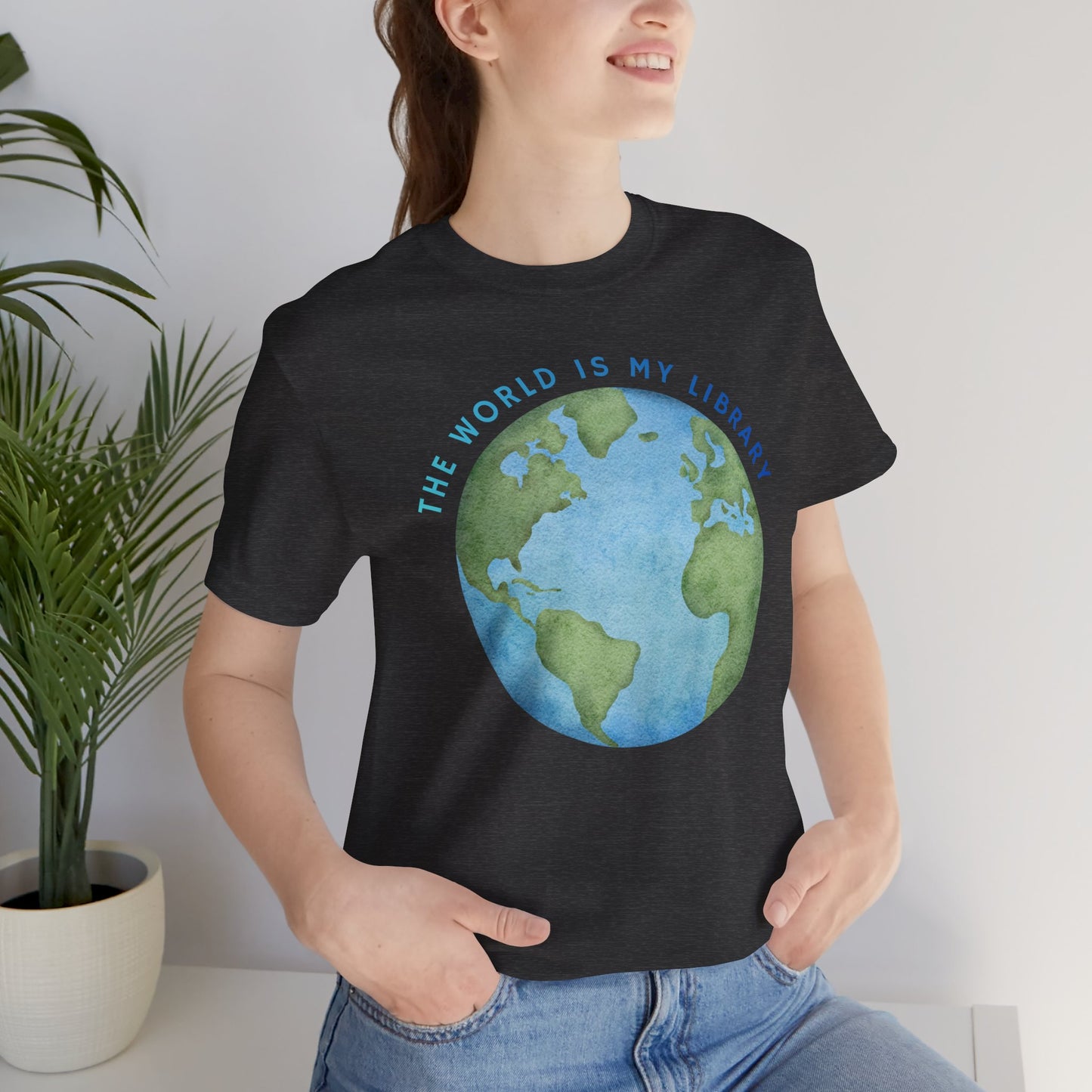 The World Is My Library T-Shirt — Earth Illustration Reading Travel Tee