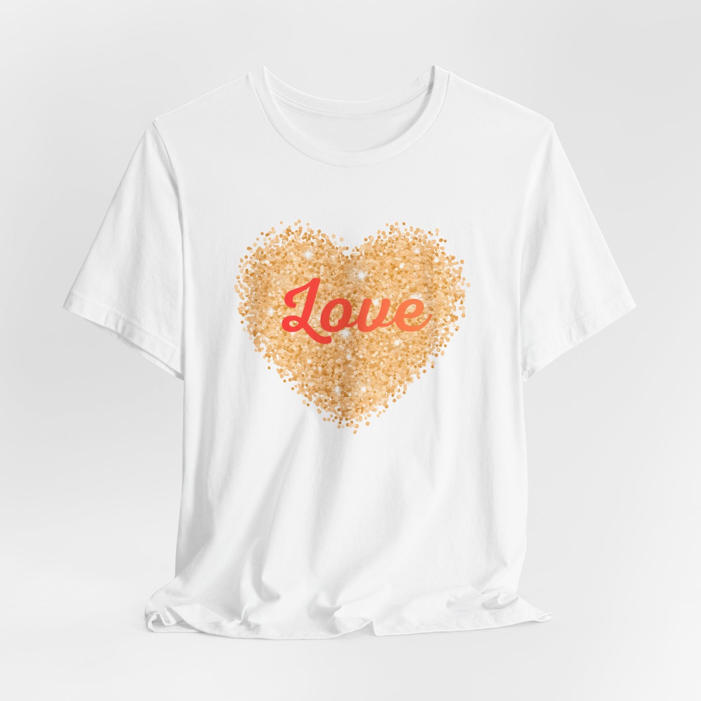 Gold Glitter Love Heart Graphic Tee