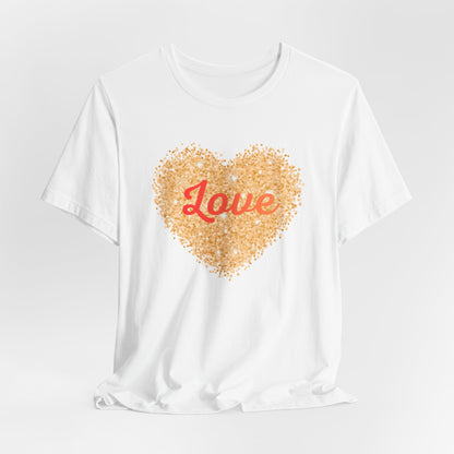 Gold Glitter Love Heart Graphic Tee